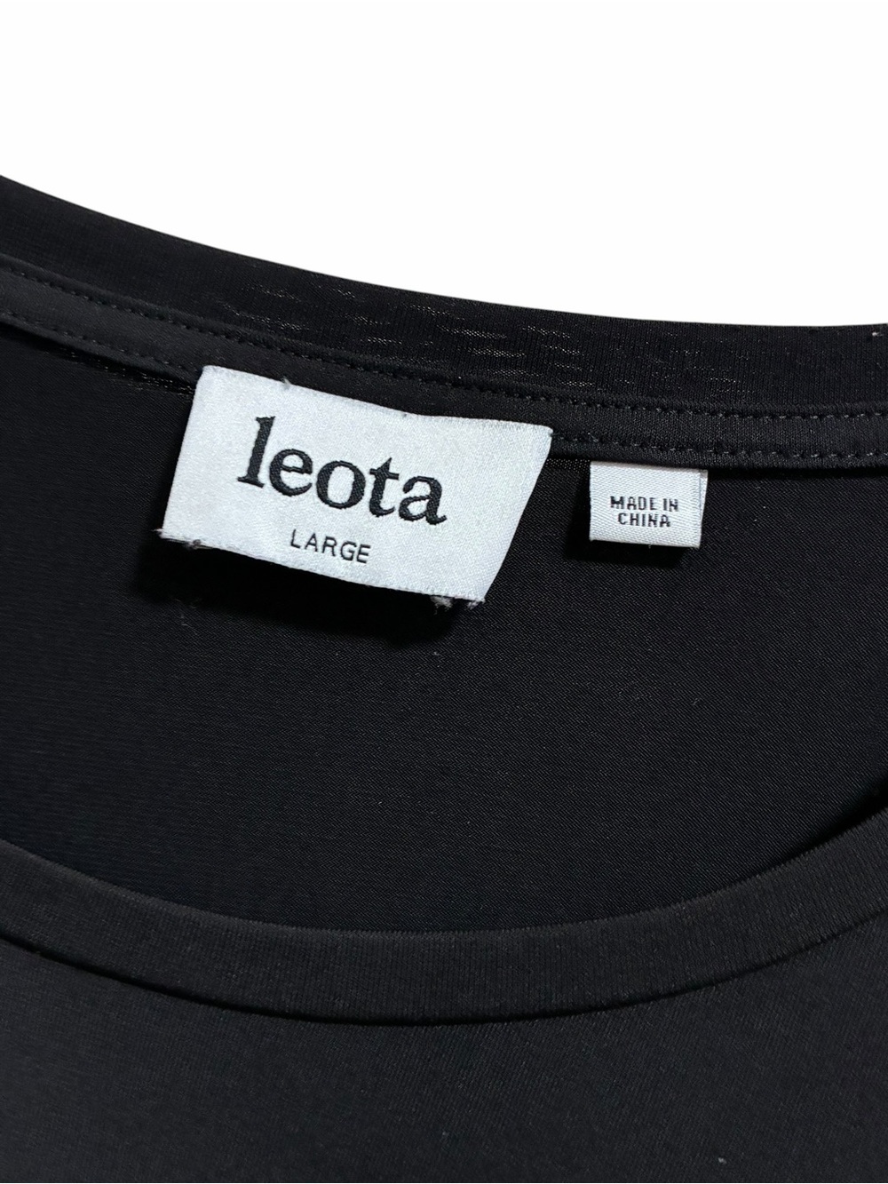 Leota Black Dress Large Solid Minimalist Stretch Flowy 3/4 Sleeves Pockets Swing - Picture 3 of 9